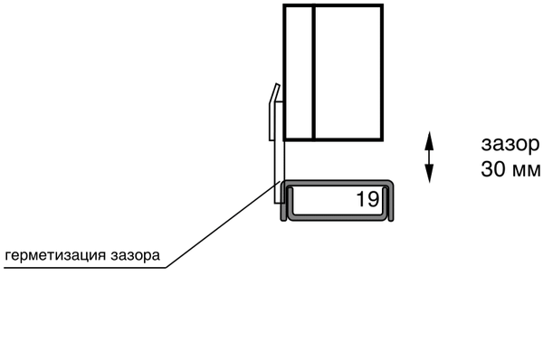 Порог прямой минимальный 19 мм только для технических ворот